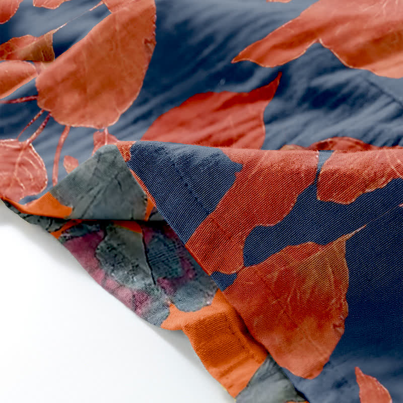 Ownkoti Floral Leaf Cotton Kimono Loungewear Set for Stylish Comfort