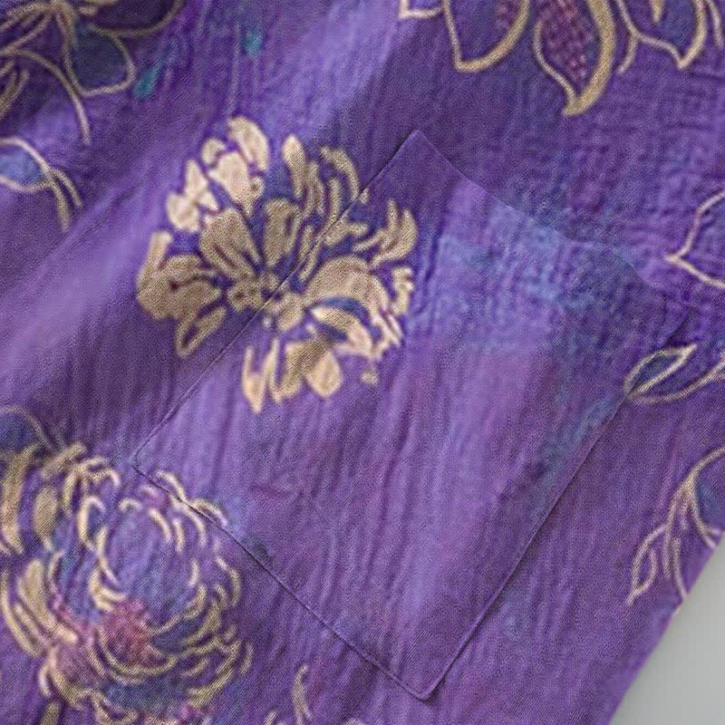 Ownkoti Women's Cotton Gauze Kimono in Two-Tone Peony Design