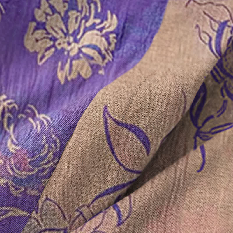 Ownkoti Women's Cotton Gauze Kimono in Two-Tone Peony Design