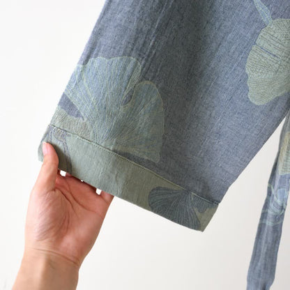 Ownkoti Organic Ginkgo Leaf Kimono Cotton Dress Natural