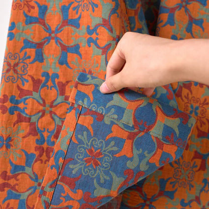 Ownkoti Vintage Geometric Cotton Kimono Robe for Stylish Comfort