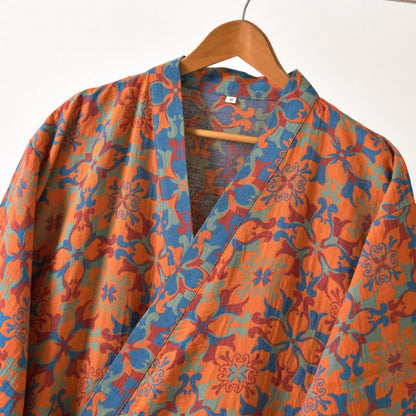 Ownkoti Vintage Geometric Cotton Kimono Robe for Stylish Comfort