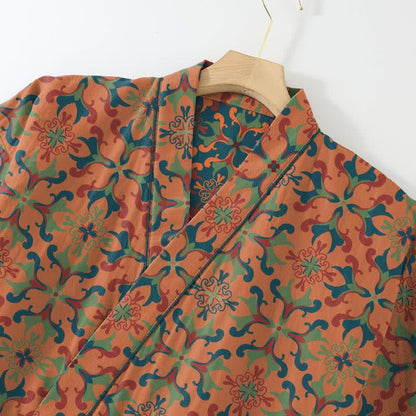 Ownkoti Geometric Pattern Cotton Kimono Lounge Wear Set