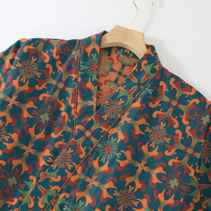 Ownkoti Geometric Pattern Cotton Kimono Lounge Wear Set