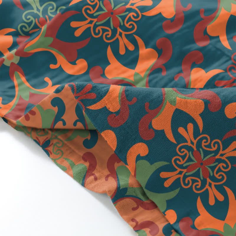 Ownkoti Geometric Pattern Cotton Kimono Lounge Wear Set