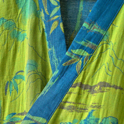 Ownkoti Women's Kimono Robe Made from Two-Color Bamboo Cotton Gauze for Ultimate Comfort