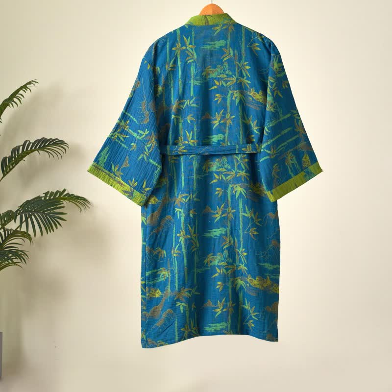 Ownkoti Women's Kimono Robe Made from Two-Color Bamboo Cotton Gauze for Ultimate Comfort