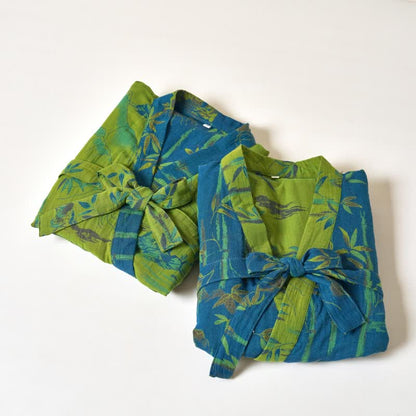 Ownkoti Women's Kimono Robe Made from Two-Color Bamboo Cotton Gauze for Ultimate Comfort