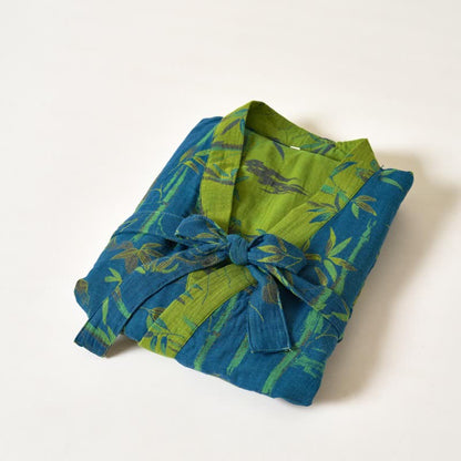 Ownkoti Women's Kimono Robe Made from Two-Color Bamboo Cotton Gauze for Ultimate Comfort