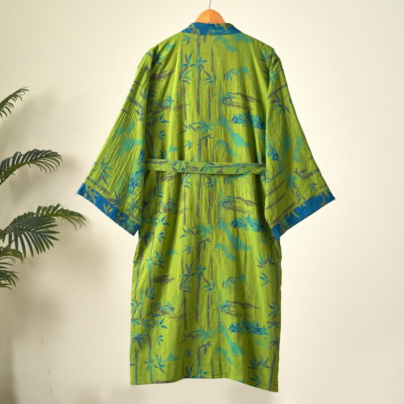 Ownkoti Women's Kimono Robe Made from Two-Color Bamboo Cotton Gauze for Ultimate Comfort