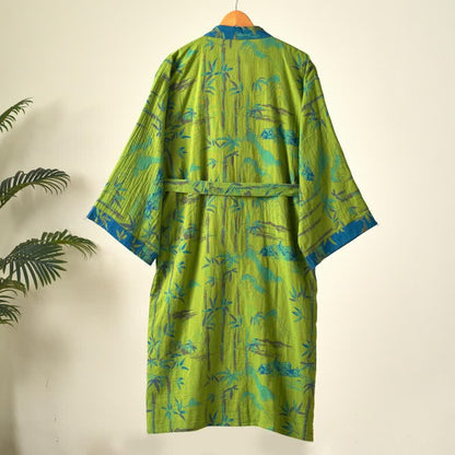 Ownkoti Women's Kimono Robe Made from Two-Color Bamboo Cotton Gauze for Ultimate Comfort