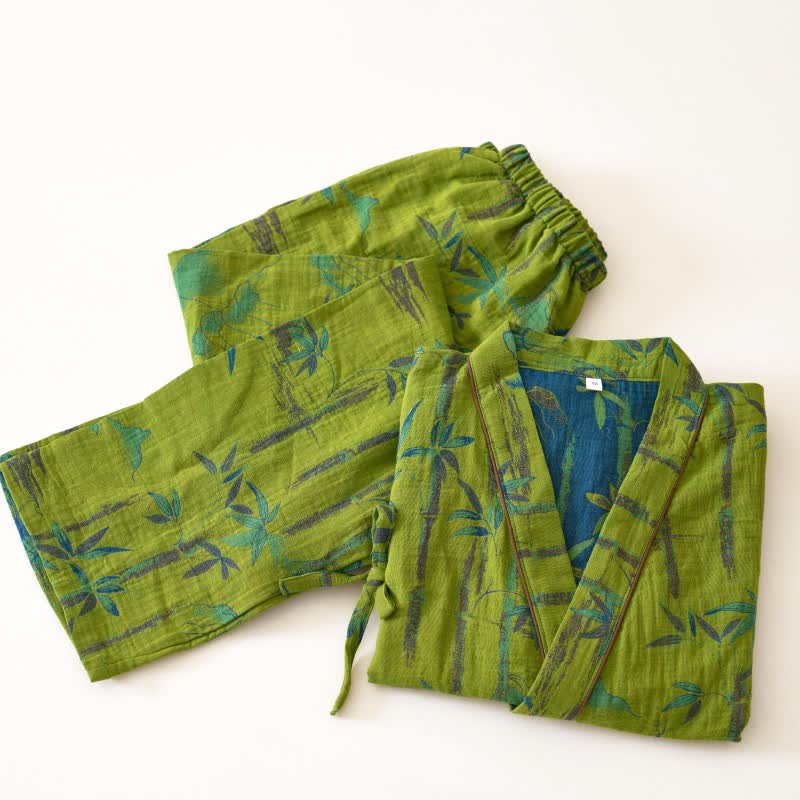 Ownkoti Bamboo Cotton Curly Kimono Loungewear Set