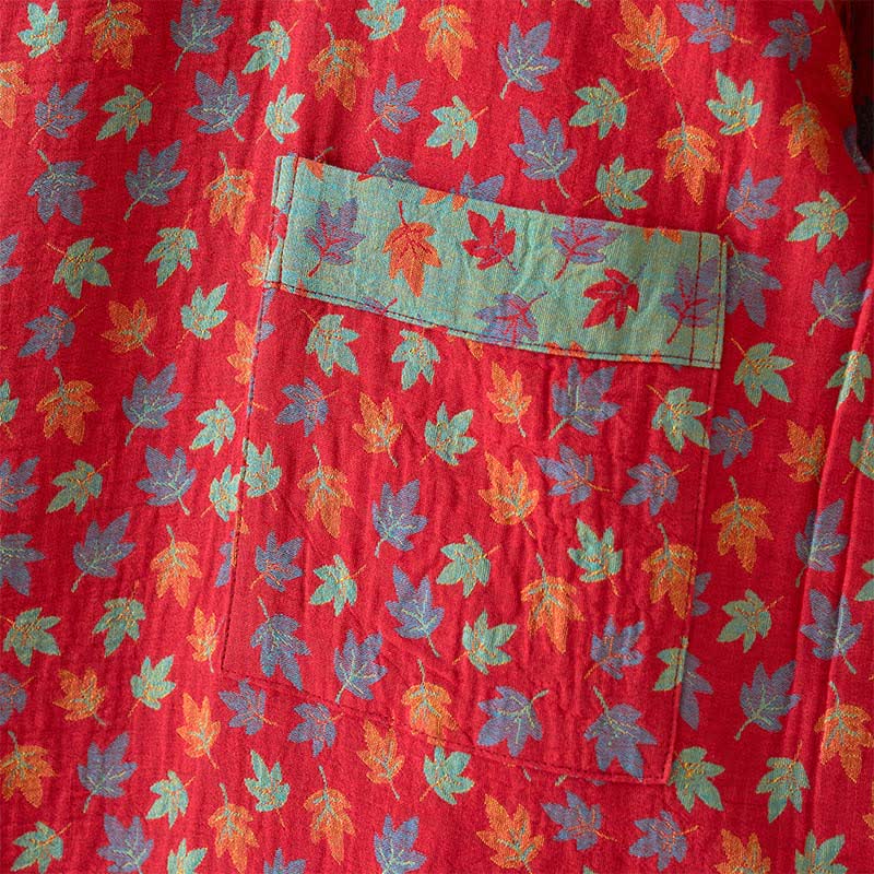 Ownkoti Organic Cotton Kimono Bathrobe with Maple Leaf Pattern
