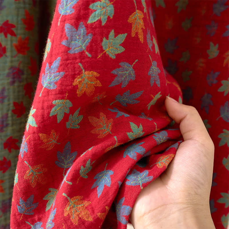 Ownkoti Organic Cotton Kimono Bathrobe with Maple Leaf Pattern