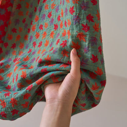 Ownkoti Organic Cotton Kimono Bathrobe with Maple Leaf Pattern