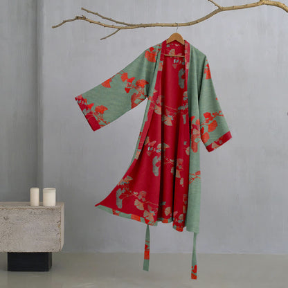 Ownkoti Organic Ginkgo Leaf Kimono Cotton Dress Natural