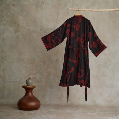 Ownkoti Luxurious Large Ginkgo Leaf Cotton Kimono Robe