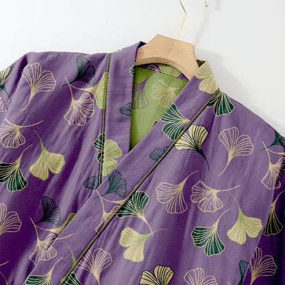 Ownkoti Ginkgo Cotton Gauze Kimono Loungewear Set - Comfort and Style in One