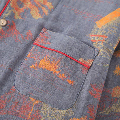 Ownkoti Vintage Tree Jacquard Cotton Loungewear Set for Comfortable Relaxation