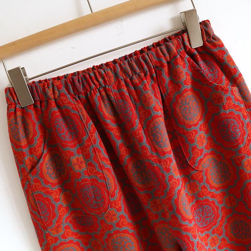 Ownkoti Oriental Retro Tassel Cotton Comfortable Loungewear Set