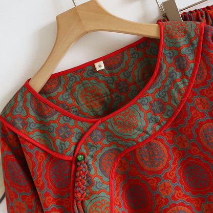 Ownkoti Oriental Retro Tassel Cotton Comfortable Loungewear Set