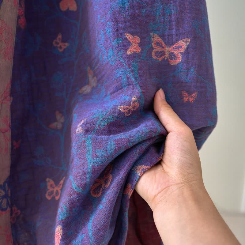 Ownkoti Women's Butterfly Cotton Gauze Kimono Robe for Stylish Comfort