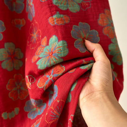 Ownkoti Plum Blossom Cotton Gauze Kimono Robe - Elegant Comfort for Relaxed Style