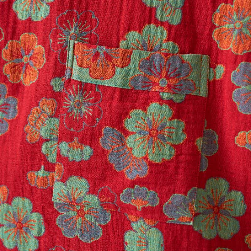 Ownkoti Plum Blossom Cotton Gauze Kimono Robe - Elegant Comfort for Relaxed Style
