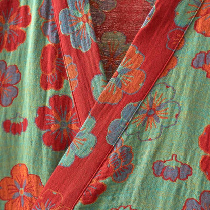 Ownkoti Plum Blossom Cotton Gauze Kimono Robe - Elegant Comfort for Relaxed Style