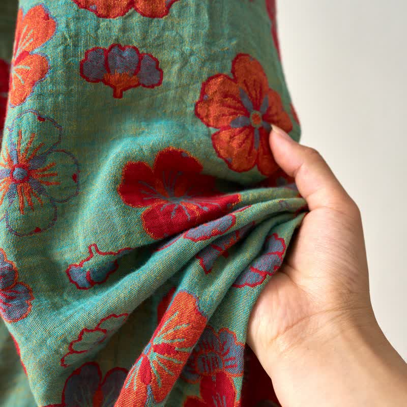 Ownkoti Plum Blossom Cotton Gauze Kimono Robe - Elegant Comfort for Relaxed Style