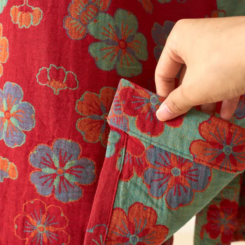 Ownkoti Plum Blossom Cotton Gauze Kimono Robe - Elegant Comfort for Relaxed Style