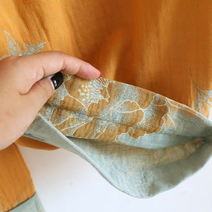 Ownkoti Oriental Style Peony Cotton Pajama Set for Women