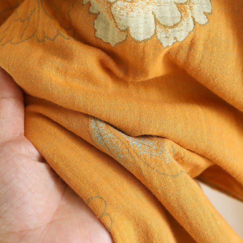 Ownkoti Oriental Style Peony Cotton Pajama Set for Women