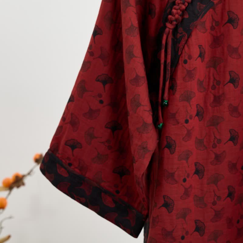 Ownkoti Ginkgo Leaf Oriental Tassel Cotton Pajamas - Comfortable and Stylish Nightgowns for Restful Sleep