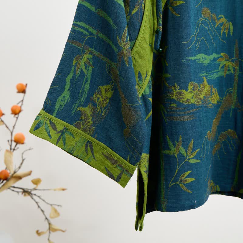 Ownkoti Bamboo Oriental Pajama Set with Fringes Made of Cotton