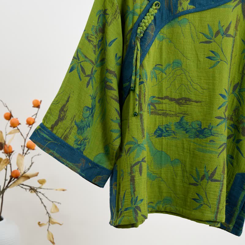 Ownkoti Bamboo Oriental Pajama Set with Fringes Made of Cotton