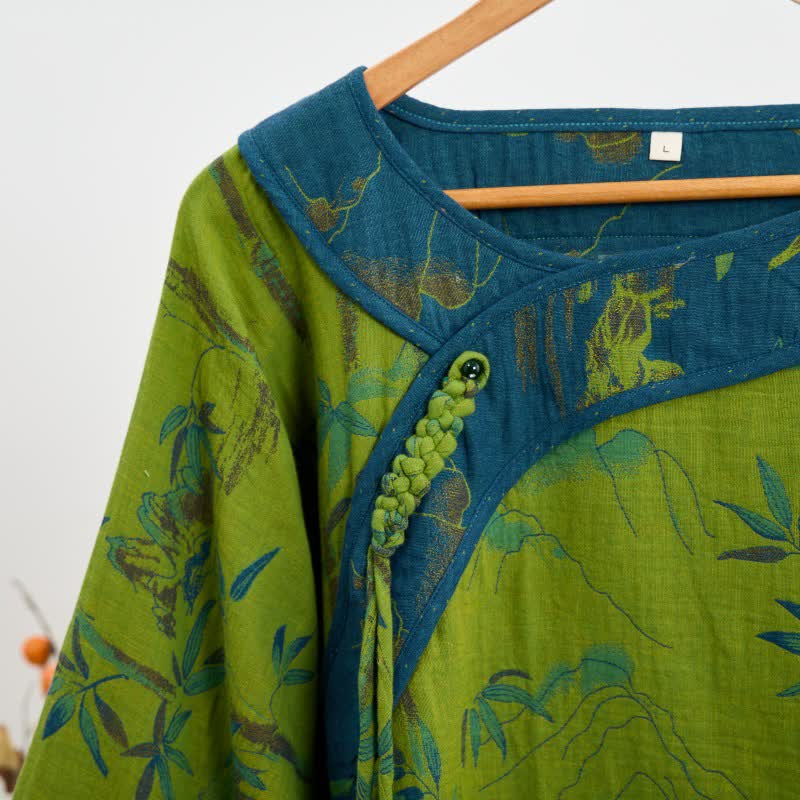 Ownkoti Bamboo Oriental Pajama Set with Fringes Made of Cotton