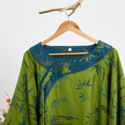 Ownkoti Bamboo Oriental Pajama Set with Fringes Made of Cotton