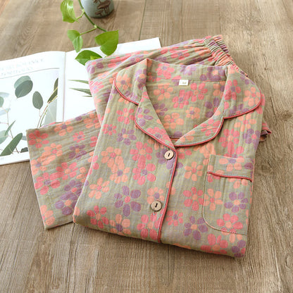 Ownkoti Cotton Gauze Pajama Set with Long Sleeve Design for Optimal Comfort