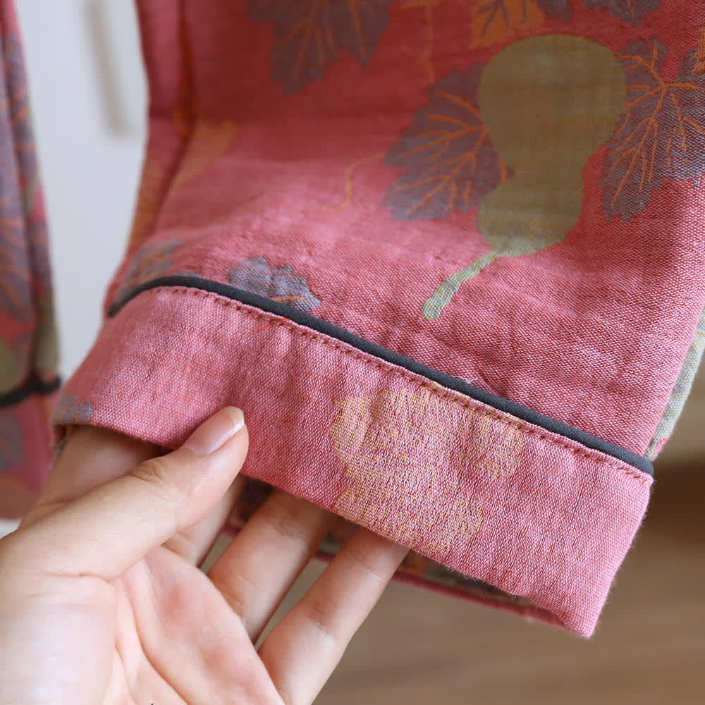 Ownkoti Relaxing Gourd Cotton Long Sleeve Pajama Set for Comfortable Sleep