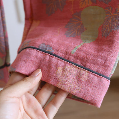 Ownkoti Relaxing Gourd Cotton Long Sleeve Pajama Set for Comfortable Sleep