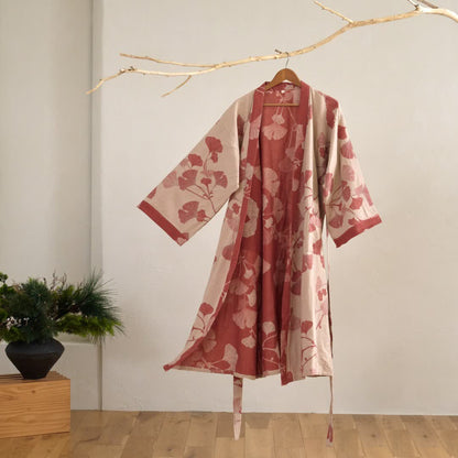 Ownkoti Luxurious Large Ginkgo Leaf Cotton Kimono Robe