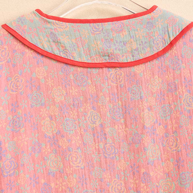 Ownkoti Plus Size Rose Cotton Gauze Nightdress - Comfortable and Elegant Sleepwear