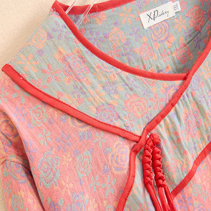 Ownkoti Plus Size Rose Cotton Gauze Nightdress - Comfortable and Elegant Sleepwear