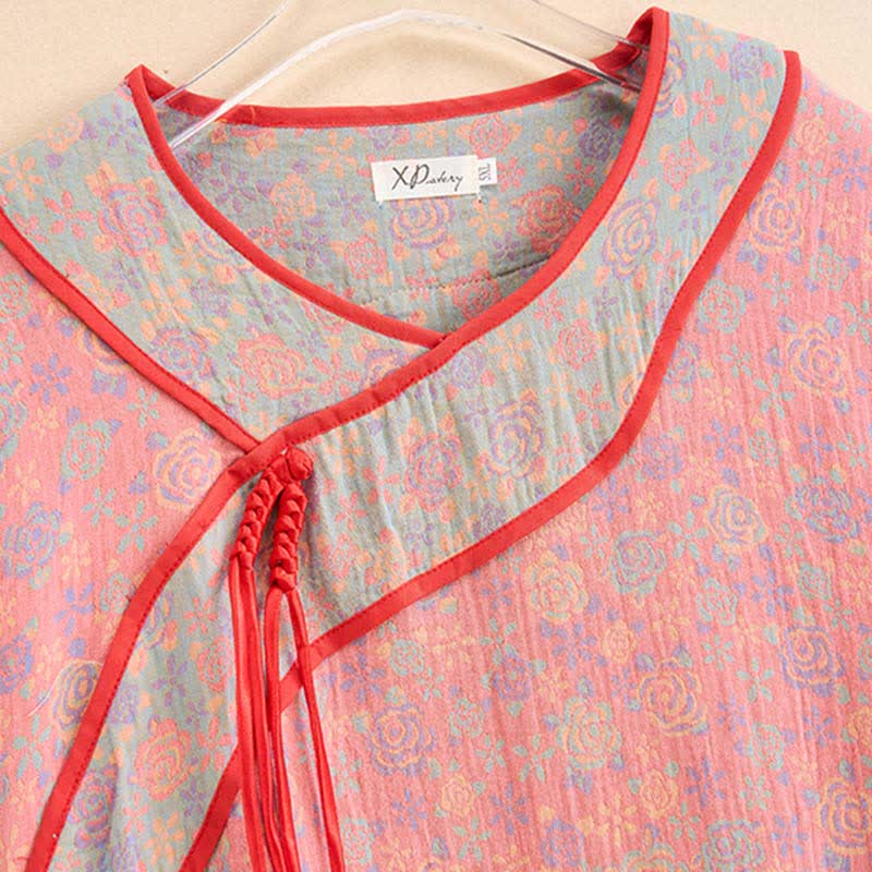 Ownkoti Plus Size Rose Cotton Gauze Nightdress - Comfortable and Elegant Sleepwear