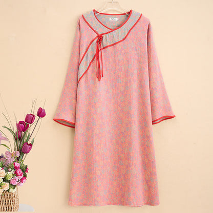 Ownkoti Plus Size Rose Cotton Gauze Nightdress - Comfortable and Elegant Sleepwear