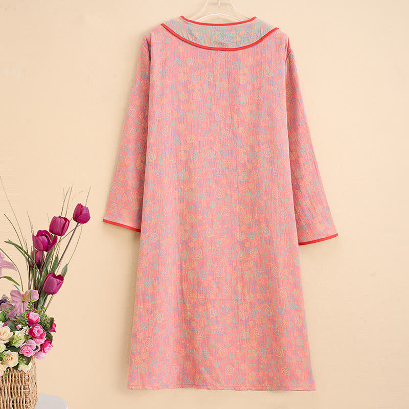 Ownkoti Plus Size Rose Cotton Gauze Nightdress - Comfortable and Elegant Sleepwear