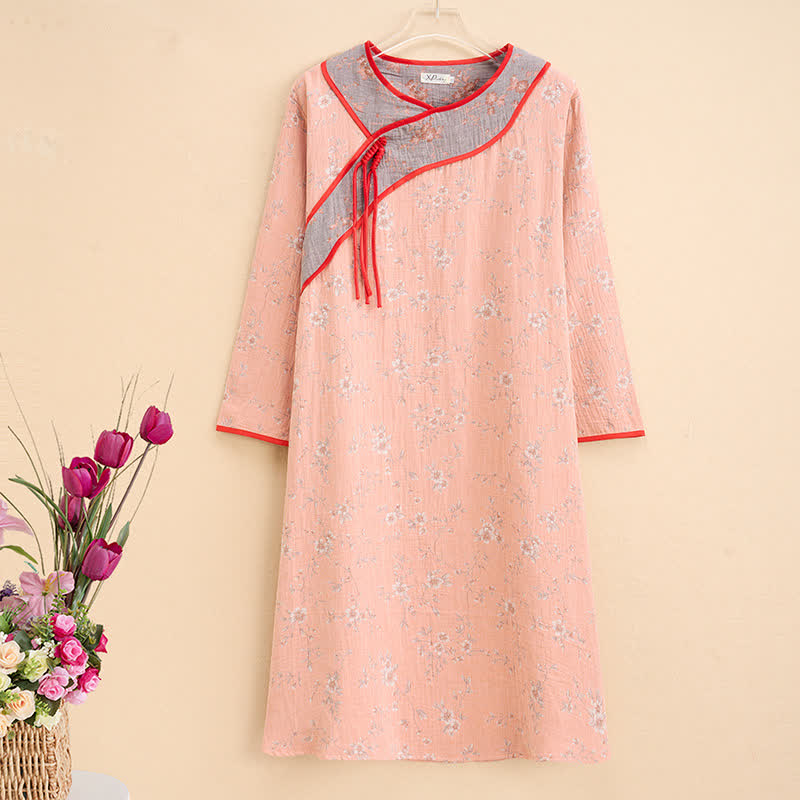 Ownkoti Plus Size Orange Floral Cotton Gauze Nightdress - Comfortable and Stylish Sleepwear