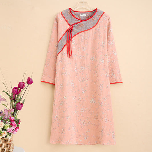 Ownkoti Plus Size Orange Floral Cotton Gauze Nightdress - Comfortable and Stylish Sleepwear
