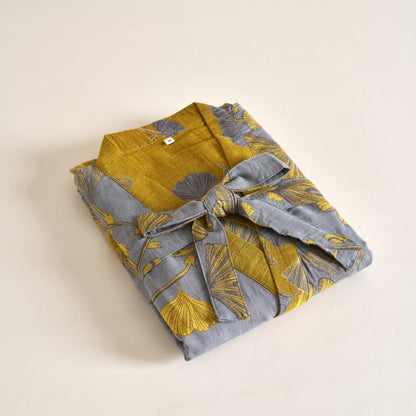 Ownkoti Cotton Gauze Ginkgo Kimono Bathrobe for Maximum Comfort